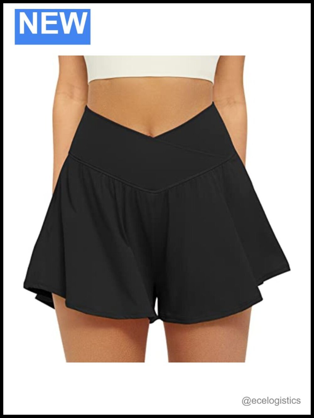 Crossover Athletic Shorts 2 in 1 Flowy Running Shorts with Pockets Spandex